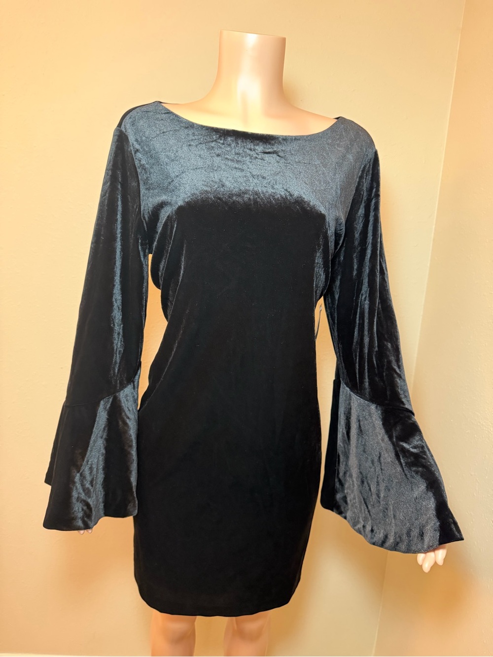 Isaac Mizrahi Black Velvet Long-Sleeve Mini Dress